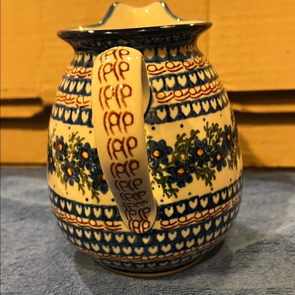 Polish Pottery Floral Patterned Ceramic Pitcher - Picture 4 of 7